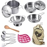 Mini Play Pots and Pans Toys for Kids Kitchen Playset Pretend Cookware Utensils Play Set Play Cooking Toys Mini Stainless Steel Cooking Utensils Toys Kitchen Playset Accessories for Boys Girls