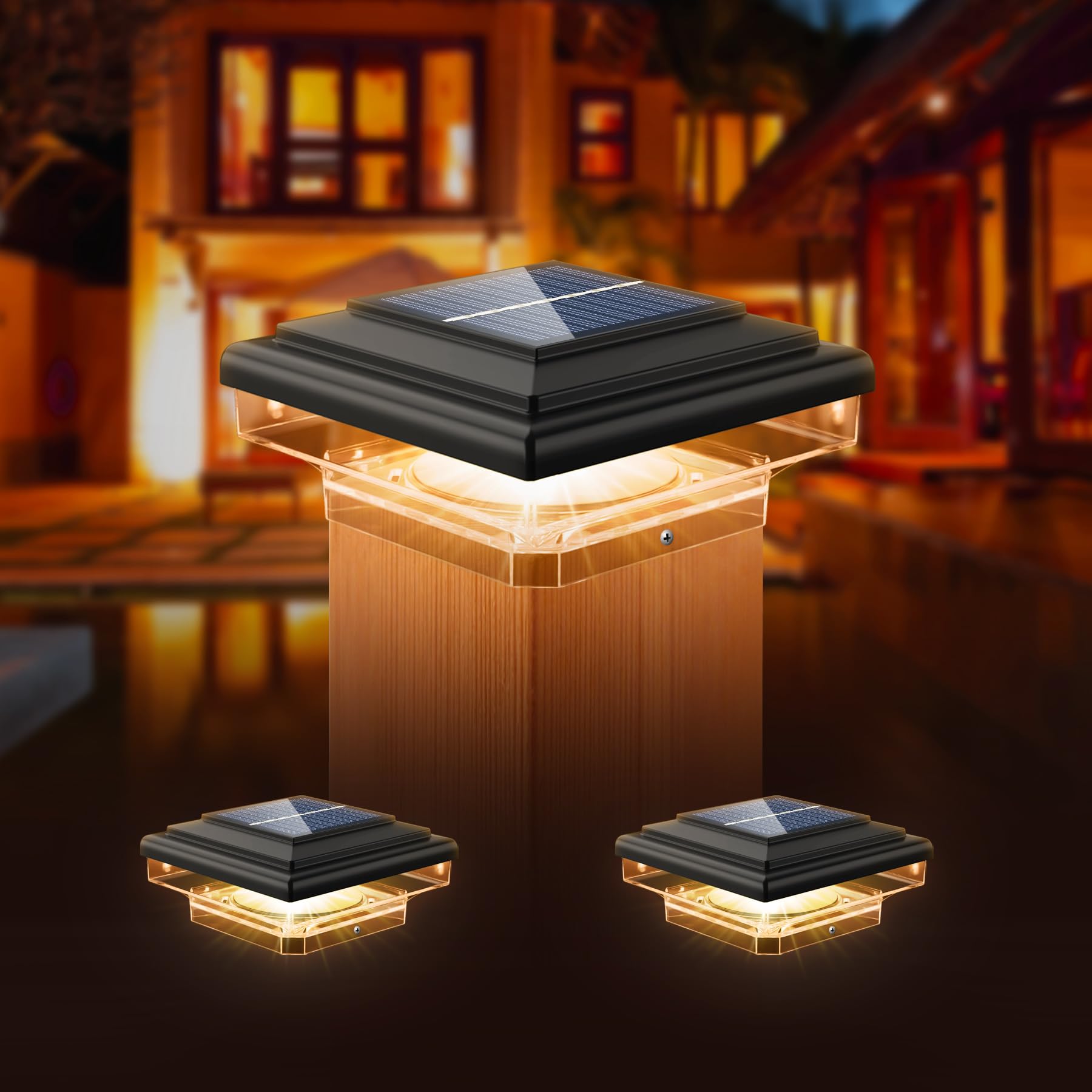 kefflum Solar Post Lights Outdoor Garden IP65 Waterproof Solar Post Cap Lights Fence Post Caps Lamp Outdoor for 7x7 8x8 9x9 cm Wooden Deck Patio Garden Yard Decoration 2 Pack