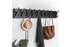 Tatub 38.6" Black Coat Rack Wall Mount with 10 Hooks, Large Coat Hanger Wall Mount, Heavy Duty Rustic Entryway Organizer Hooks for Hanging, Hat, Bag, Jacket