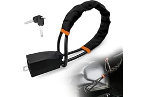 LOCKIETTA Steering Wheel Lock Seat Belt Lock Security Anti-Theft Handbag Lock Car Device with 3 Keys for Security Universal Fit Most Cars Vehicle SUV Golf Cart Van Truck (Black)