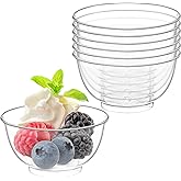TOFLEN 100ct 2 oz Mini Plastic Dessert Cups, Clear Reusable Tiny Small Party Serving Bowls for Appetizers, Dips, Desserts, Mini Round Hors D'oeuvres Plates