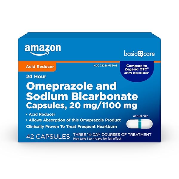 AMAZON BASIC CARE OMEPRAZOLE AND SODIUM BICARBONATE CAPSULES,...