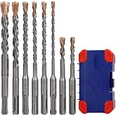 WORKPRO 8-Piece SDS-Plus Carbide Rotary Hammer Drill Bit Set for Concrete | Carbide Tip, SDS+ Rotary Hammer Drill Bit Set, Storage Case, Special Flute Design，For Brick, Cement, Stone &amp; Concrete