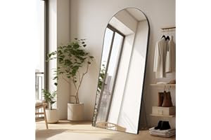 PexFix Arched Full Length Mirror 64"x21", Free Standing Wall Mirror Leaning or Hanging Mounted, Thin Aluminum Alloy Frame, Full Body Mirror for Living Room,Bedroom and Cloakroom,Dressing Room