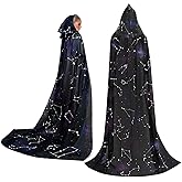 Libima Halloween Wizard Costume Stars Wizard Cape for Adult Tunic Hooded Robe Cloak Hoodie for Halloween Cosplay, Unisex(Star)