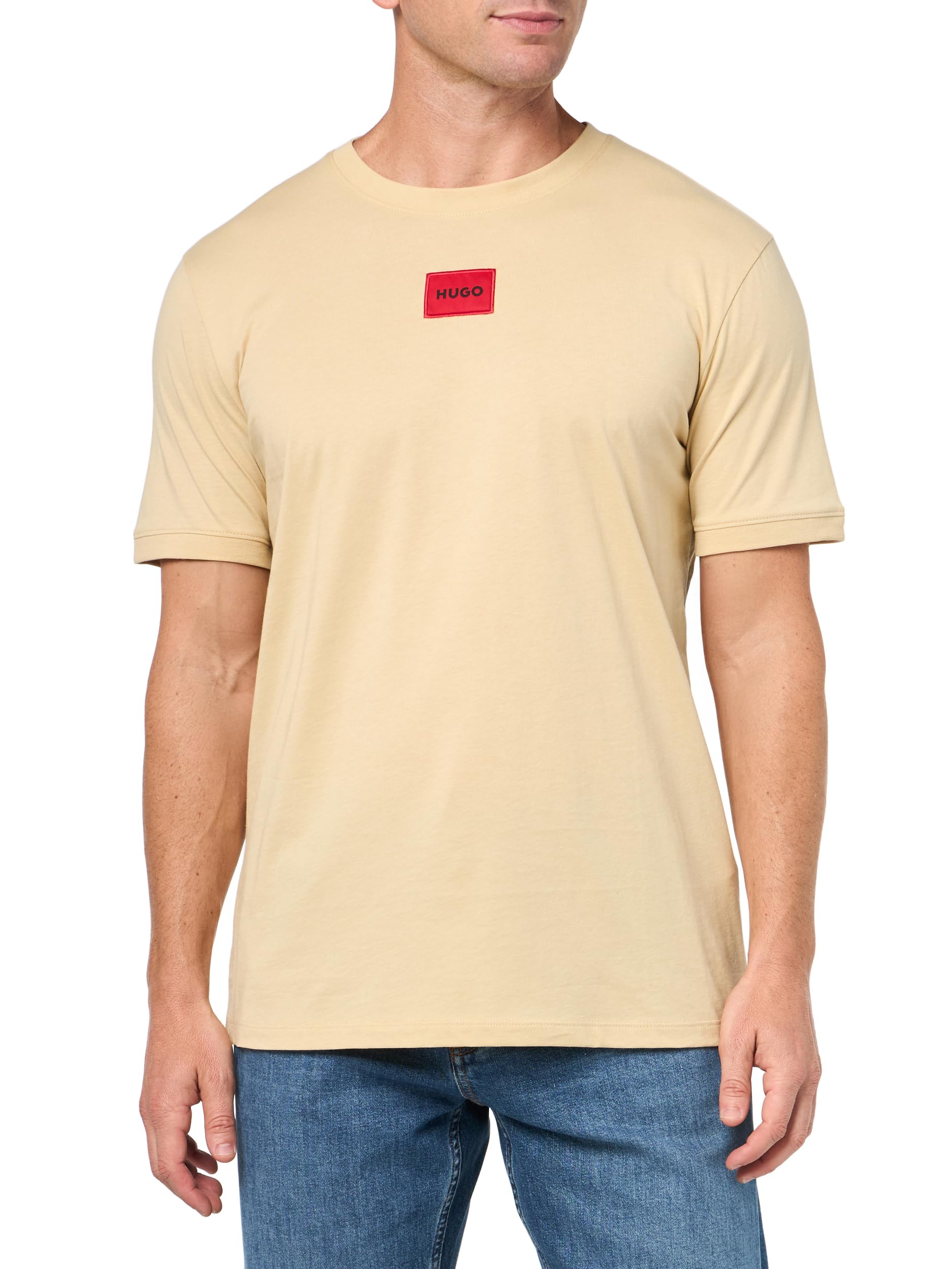 HUGO, Ribbed Crew Neck Regular Fit Center Logo T-Shirt, Mojave Dessert, XL Image