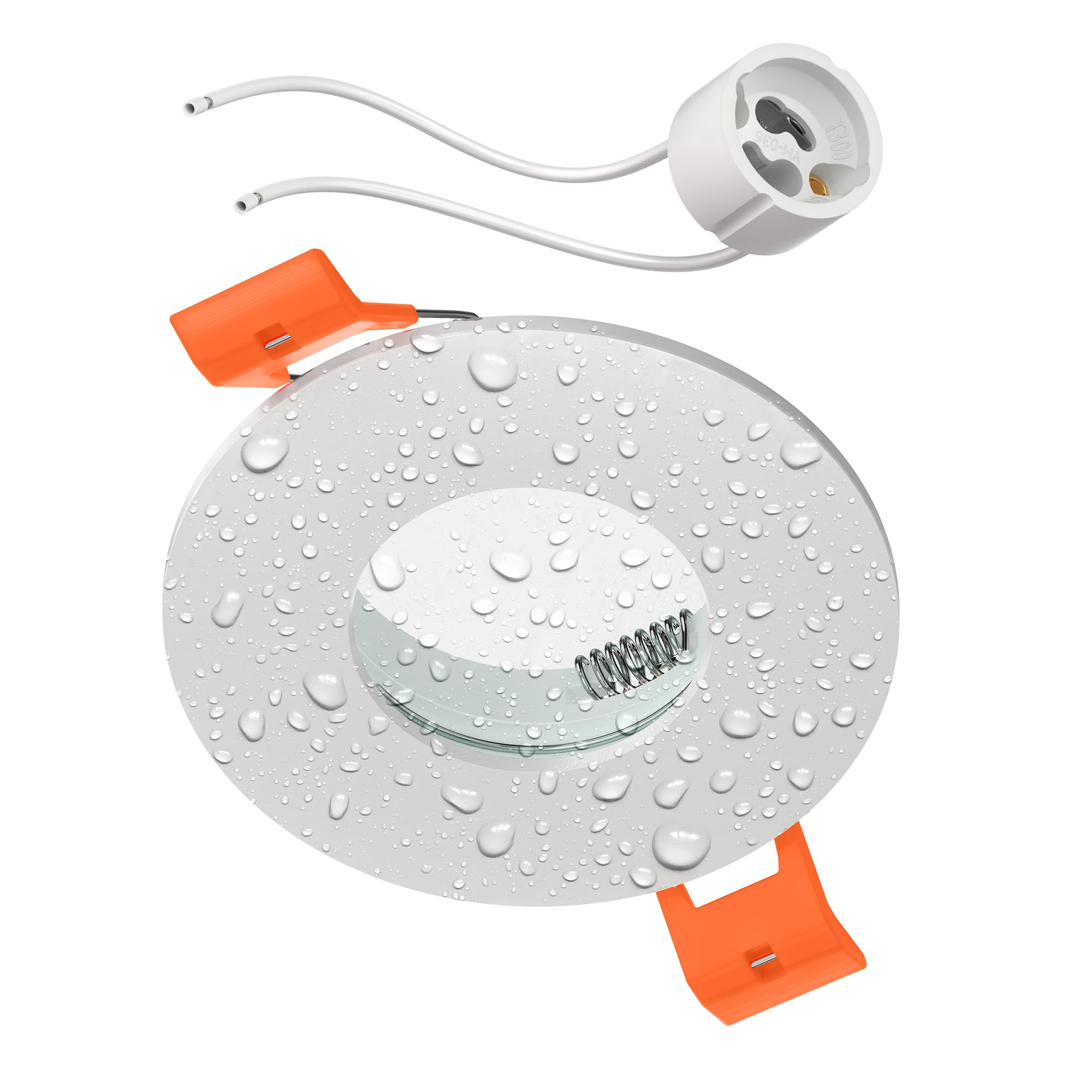 ledscom.de Bathroom recessed Ceiling Frame ERID, Damp Proof, Bathroom, IP44, Round, White matt (GU10/MR16/GU5,3/50mm) incl. GU10 Socket