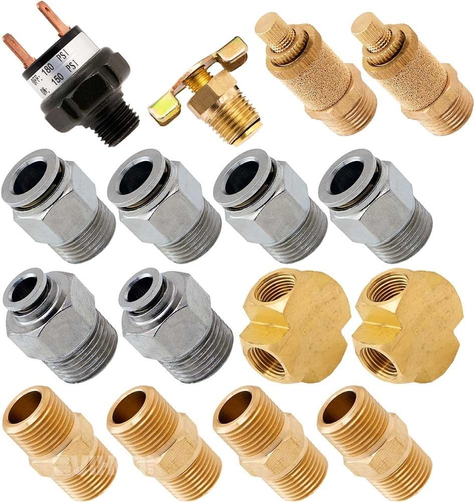 Air Suspension System 1 Fittings 90° 1/2"NPT Male To 3/8" Air Hose Push