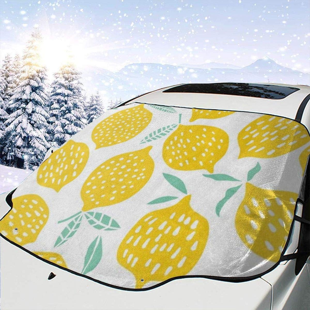 Yellow Lemon Fruit White Cover Car&Sun Shade Protector Exterior Shield Guard
