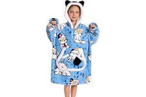 OLAOLA Wearable Blanket Hoodie for Kids, Oversized Hooded Blanket Thick Sweatshirt with Pockets