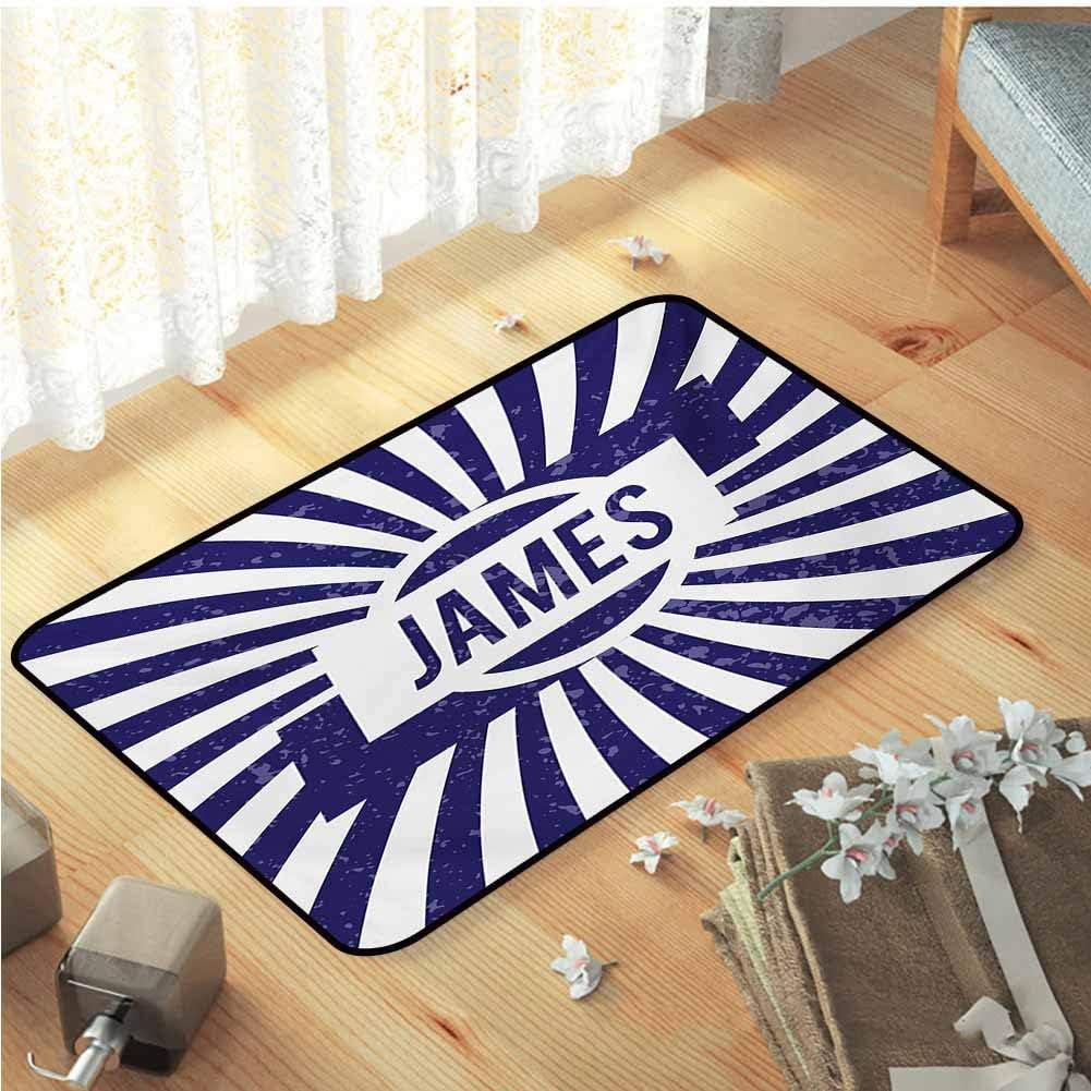 James Decorative Floor Mat, Classical Nautical Colors and