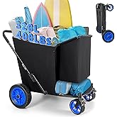 KEDSUM Beach Wagon with Big Wheels for Sand, 400LBS Heavy Duty Beach Cart with 12" All Terrain Rubber Wheels, 320L Large Capa