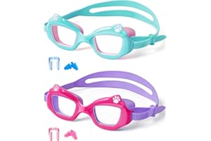 EverSport Kids Swim Goggles 2 Pack, Anti-Fog, Leakproof, Anti-UV, Wide View, No-Pull Strap, Ages 3-14, Boys Girls & Toddler