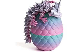 Flavery Dragon Egg - Small Surprise Egg with 8” Rainbow Dragon Inside, 3D Printed Gift, Articulated Dragon Toy for Birthday, Home Decor (8” Random Rainbow)