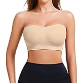 LIRASDIS Strapless Bra for Women Seamless Non-Slip Padded Bandeau Bra Wireless Push Up Tube Top Bralette