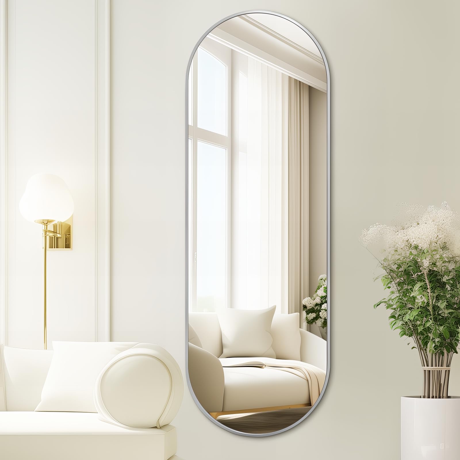 Photo 1 of *USED*
Niccy 65"×22" Oval Full Length Mirrors, Long Wall-Mounted Mirror with Aluminum Frame, Large Body Mirrors for Living Room, Explosion-Proof Hanging Wall Mirror for Bathroom Bedroom Entryway, Silver