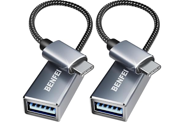 BENFEI USB C to USB 3.0 Adapter, 2 Pack USB C to A Male to Female Adapter Compatible with iPhone 15 Pro/Max, MacBook Pro/Air