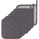 Kitchen Pot Holders Set Heat Resistant Pure Cotton Potholders Kit Trivets Large Coasters Hot Pads Terry Pot Holders for Everyday Cooking and Baking by 7 x 7 Inch Set of 6 Grey