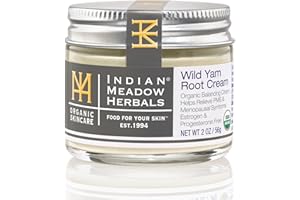 Indian Meadow Herbals Wild Yam Root Cream (2oz) - USDA Certified Organic Balancing Cream for PMS & Menopause Relief - Estrogen & Progesterone-Free. Handmade By US. Woman-owned & Operated Since 1994.