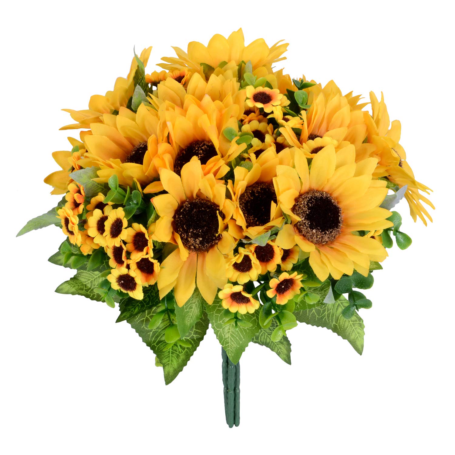 Orange Yellow Sunflower and Mini Mum Mix Artificial Bouquet, featuring