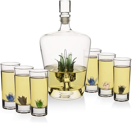 Amazon Com Tequila Decanter Set With Agave Decanter And 6 Agave