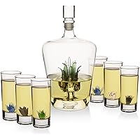 Tequila Decanter Set With Agave Decanter and 6 Agave Shot Glasses, Perfect For Any Bar Or Tequila Party, 25 Ounce Bottle…