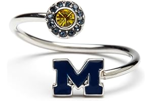 Stone Armory University of Michigan Wolverines Gifts for Women - Blue Michigan Ring with Crystals - Hypoallergenic and Adjustable Sizes 5-12 - Michigan Wolverines Jewelry