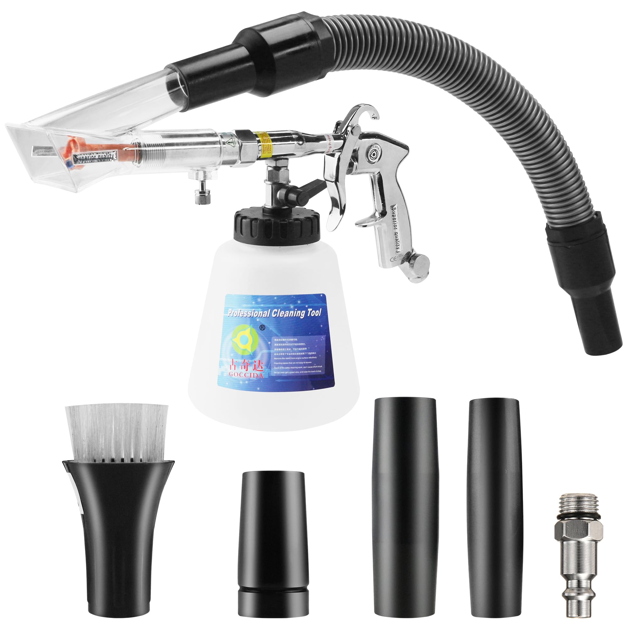 Photo 1 of GOCCIDA Car Cleaning Kit Multi-Purpose Cleaning Gun Detachable Sprinkler Head for Car Interior Plush Toy Blanket Cleaning Works with Air Compressor