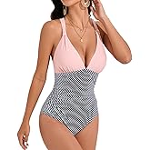 Cromi Womens One Piece Swimsuit Tummy Control Sexy V Neck Slimming Bathing Suits