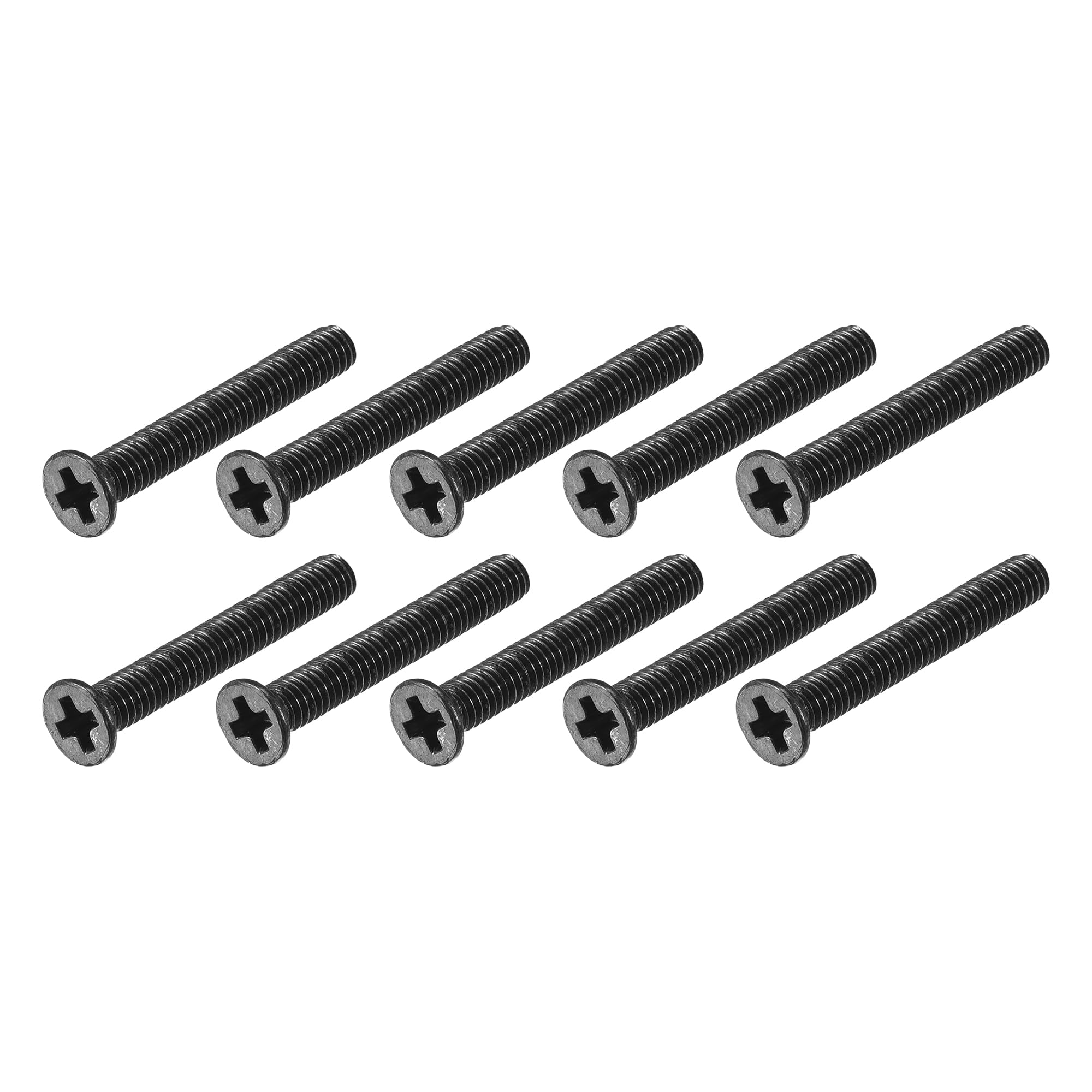 METALLIXITY Phillips Flat Head Screws (M2.5 x 18mm) 350Pcs, Carbon Steel Machine Screws - for Glasses Watch and Other Small Electronics, Black