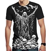 Hehanus Men's Skull T-Shirts Novelty Graphic Skeleton Tshirt Summer Casual Print Short Sleeve Tops