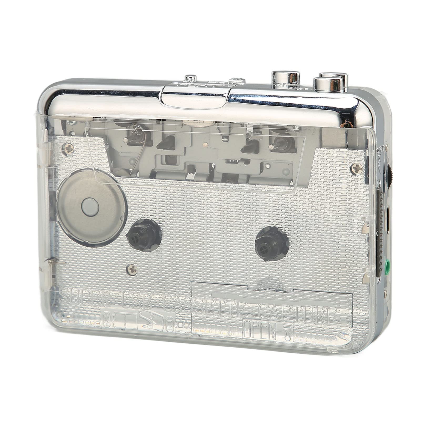 Portable Tape Recorder, Stereo Sound Clear, Dir Button Auto Rewind Function, 3.5mm Headphone Jack Vintage Style, Transparent ABS Case Suitable for Listening to Words Listening to Songs