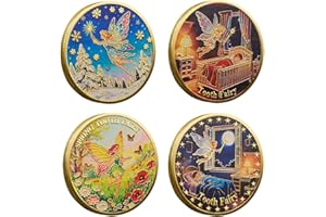 Tooth Fairy Coins 4pcs Printed Lucky Coin Gift for Lost Tooth Kids, Reward Coin Art Collection Teeth Changing Commemorative S