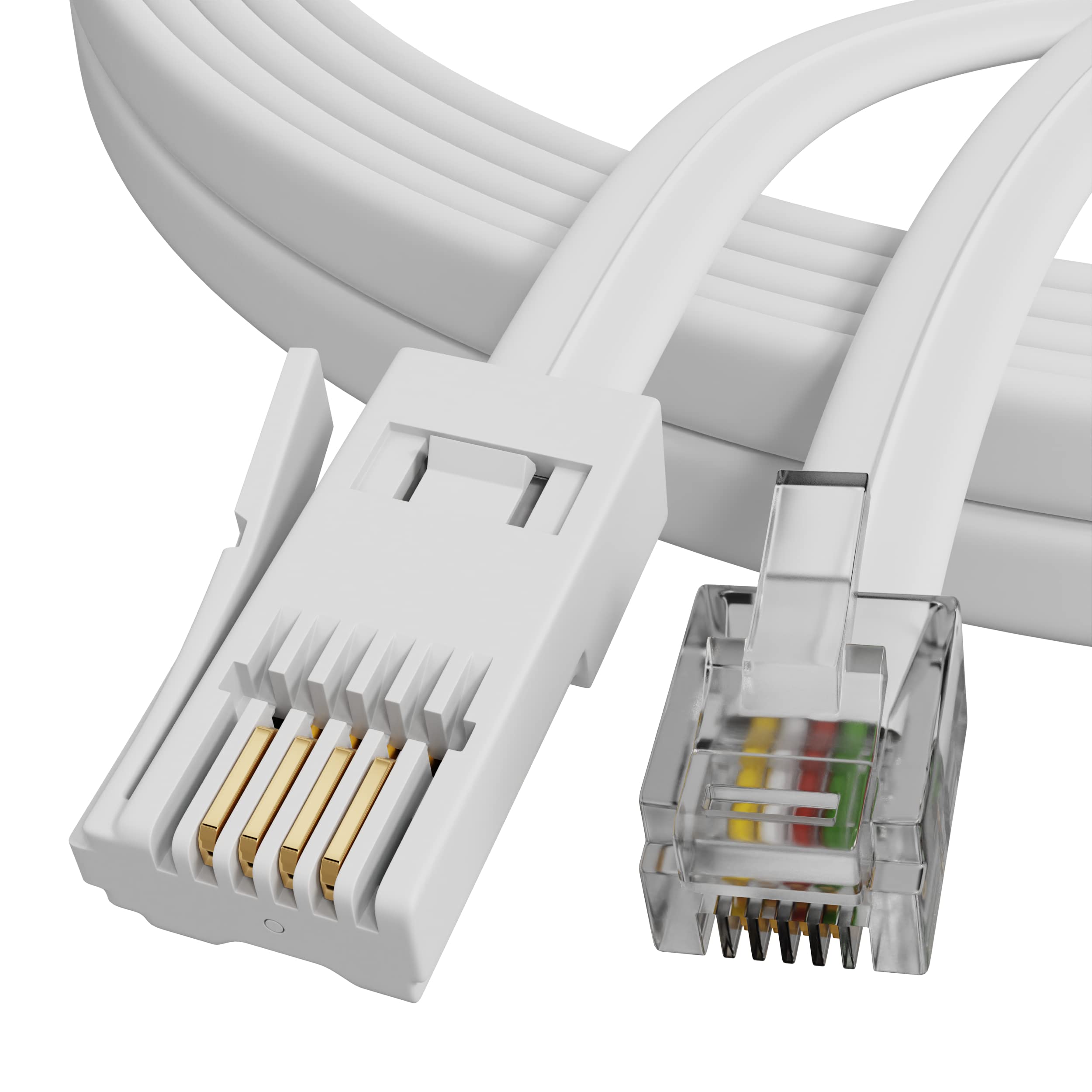 ConnectingU 3m White 4 Wire RJ11 Male to BT Male Telephone/Modem Cable