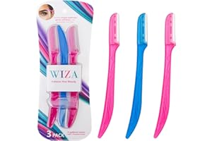 EyeBrow Razor - Facial Razors For Women, Eyebrow Razor & Dermaplaning Exfoliator Razor| Safe Face Shaping with Protective & Precision Cover - 3 Pack | Eyebrow Shaping and Smoothing for All Skin. WIZA