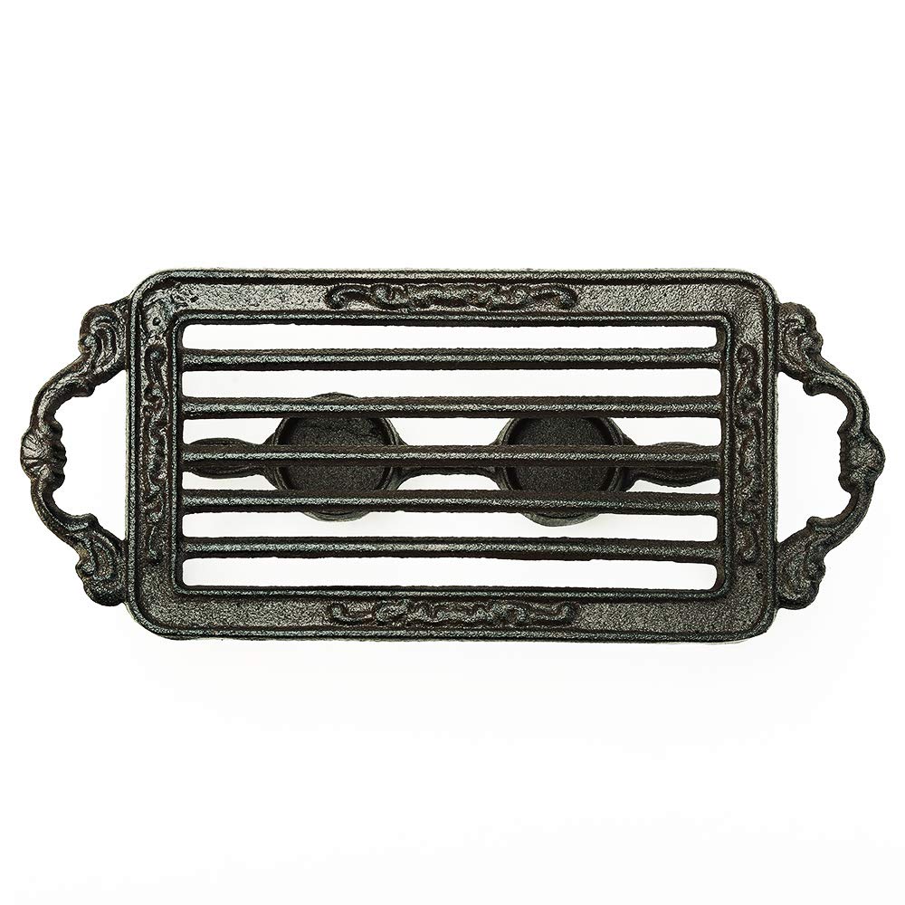 Sungmor Heavy Duty Cast Iron Tealight Dish Food Warmer - Wax Warmer Teapot Heater - Warming Heating Tray Candle Stand - Rectangle Shape with 2 Candle Holders