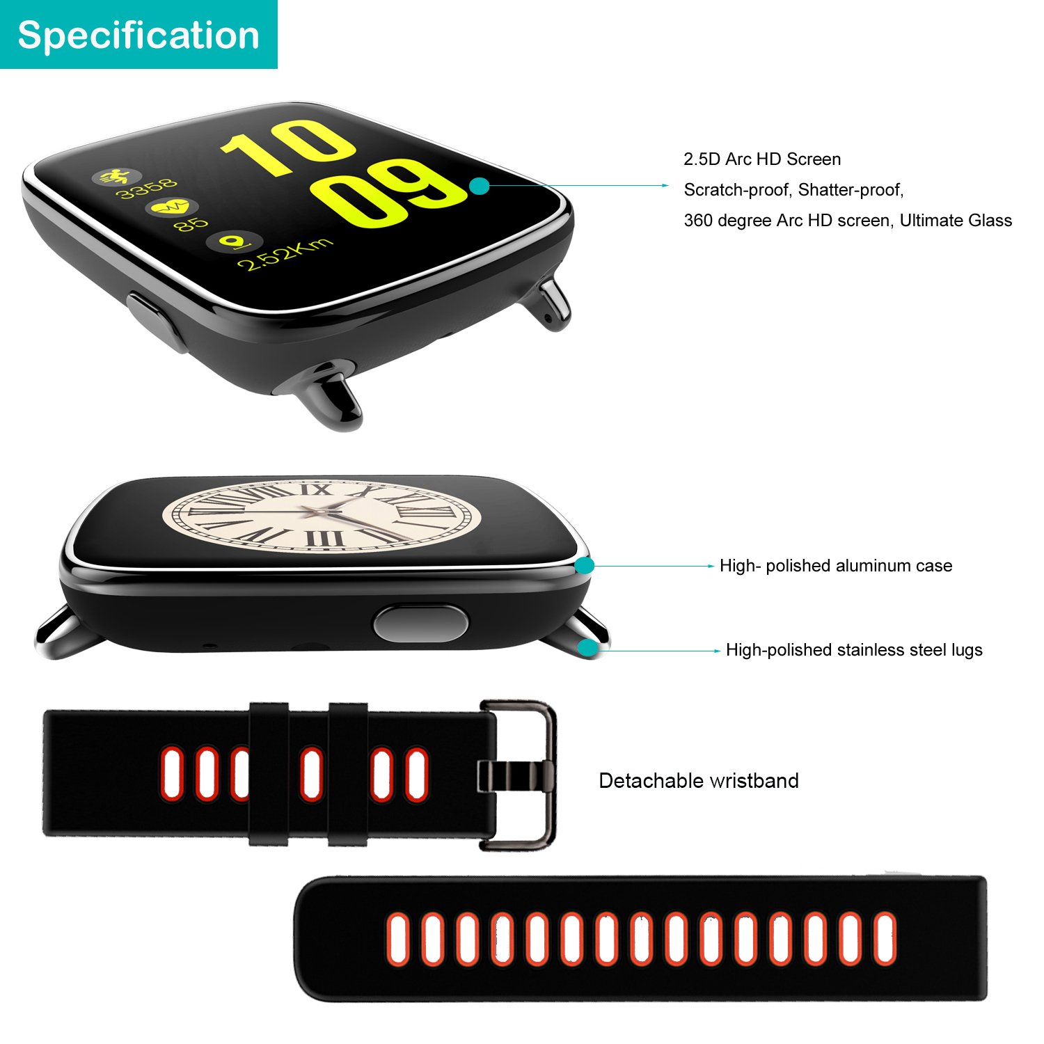 Smart Watch,Willful SW018 Bluetooth Smartwatch IP68 Waterproof Sport