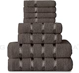 GC GAVENO CAVAILIA 8 Piece Towel Set 450 GSM Dark Grey Cotton view 7