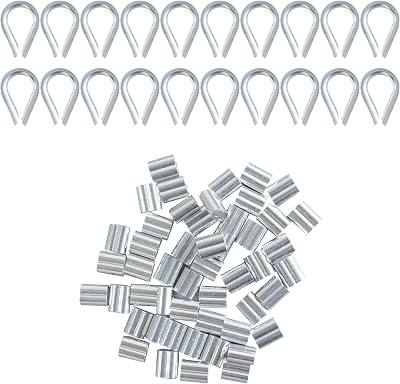 YSDMY 70 Pcs Wire Rope Thimble Sets Stainless Steel Aluminum Crimp Sleeves 2mm