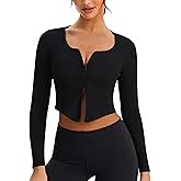 Workout Jackets for Woman Long Sleeve Workout Tops Double Zip Up Running Gym Athletic Cropped Shirts