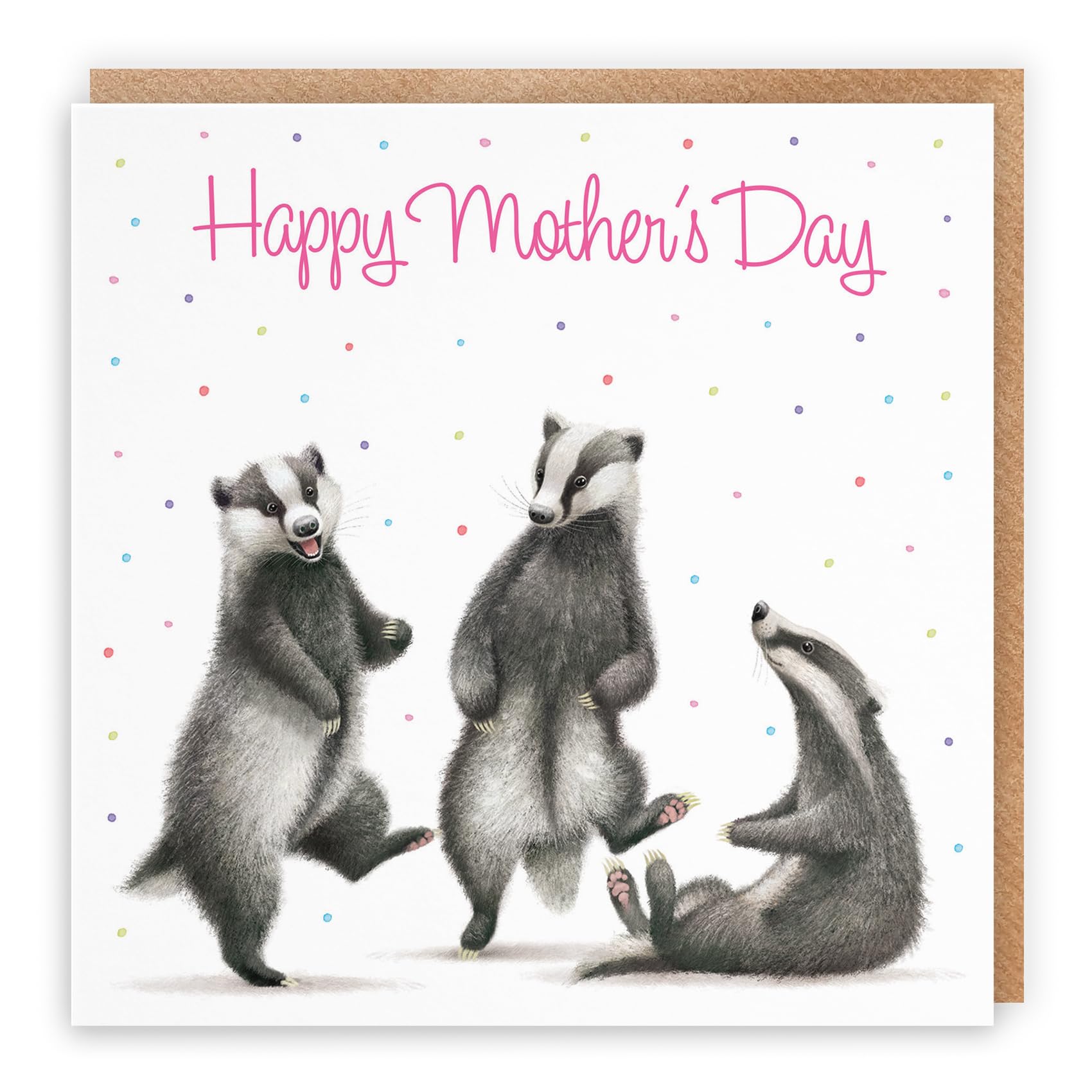 Hunts England - Badgers Funny Mother's Day Card - Milo's Gallery - Wildlife Mother's Day Card - Happy Mother's Day Card For Animal Lovers, Women, Mum, Grandma