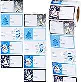 Outus 500 Pieces Christmas Tags Self Adhesive Gift Tags for Xmas Presents Christmas Name Labels Stickers for Wrapping Paper Festival Birthday Holiday Decor(Vivid Style,2.76 x 1.57 Inch)