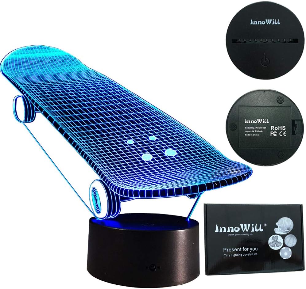 InnoWill Room Light LED Lamp with Illuminated Skateboard Shape