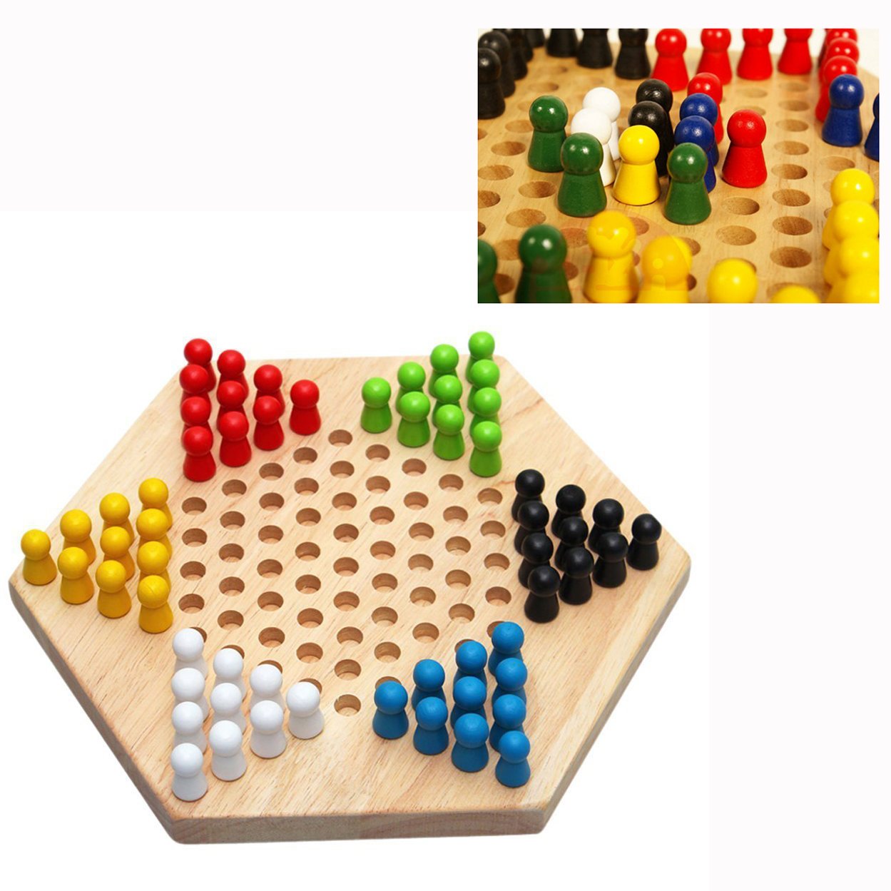 Cisixin Traditional Hexagon Chinese Checkers Desktop Games Correct Regulation Size Family/Travel Board Games, for ages 14 and above