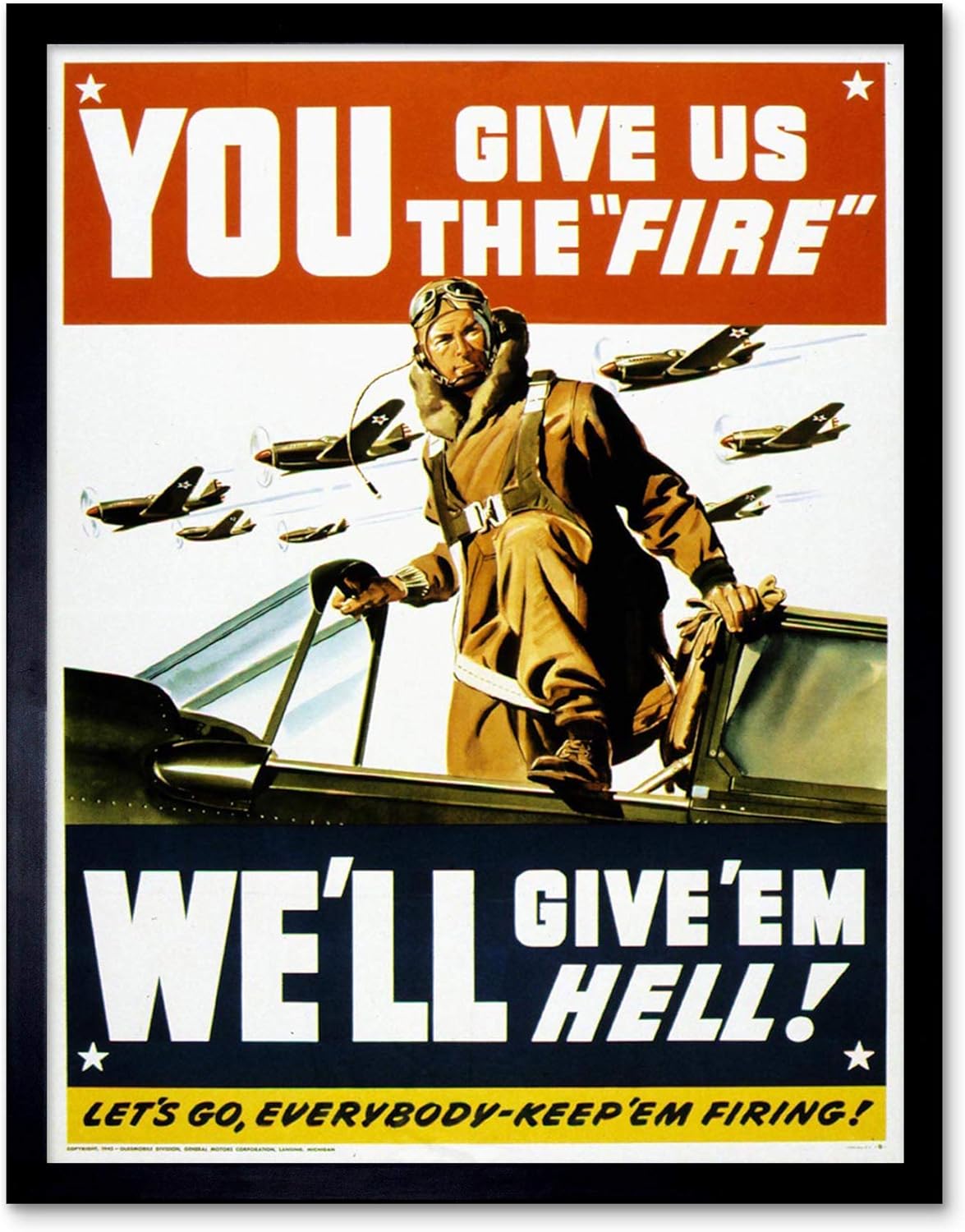 Wee Blue Coo War WWII USA Pilot Fighter Jet Art Print Framed Poster Wall Decor 12x16 inch