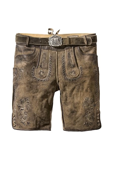 Michaelax-Fashion-Trade Stockerpoint - Herren Lederhose mit Gürtel, Stein Geäscht und Korn Gespeckt, Thomas