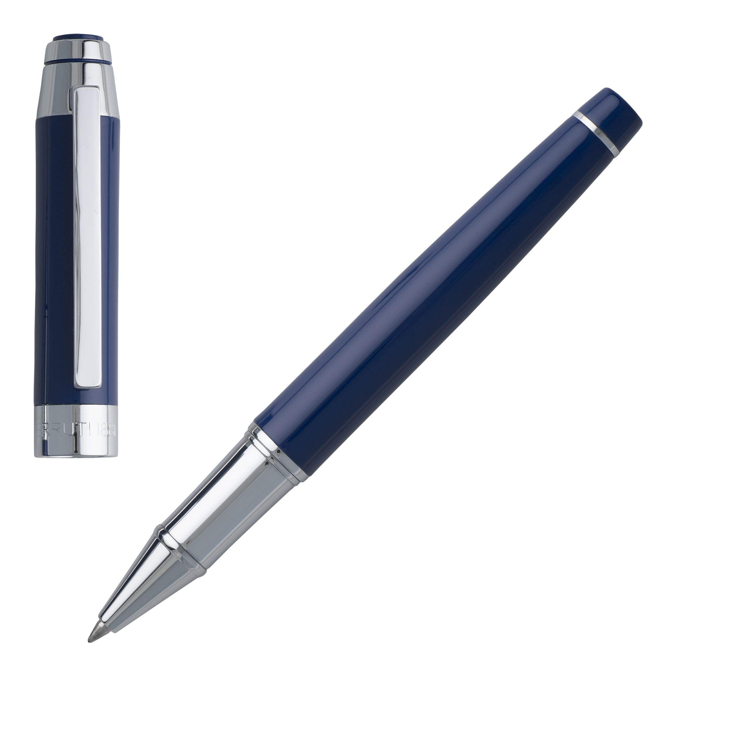 Cerruti 1881 Heritage Bright Blue Brass Rollerball Pen Black 5.5" Length NST9475L
