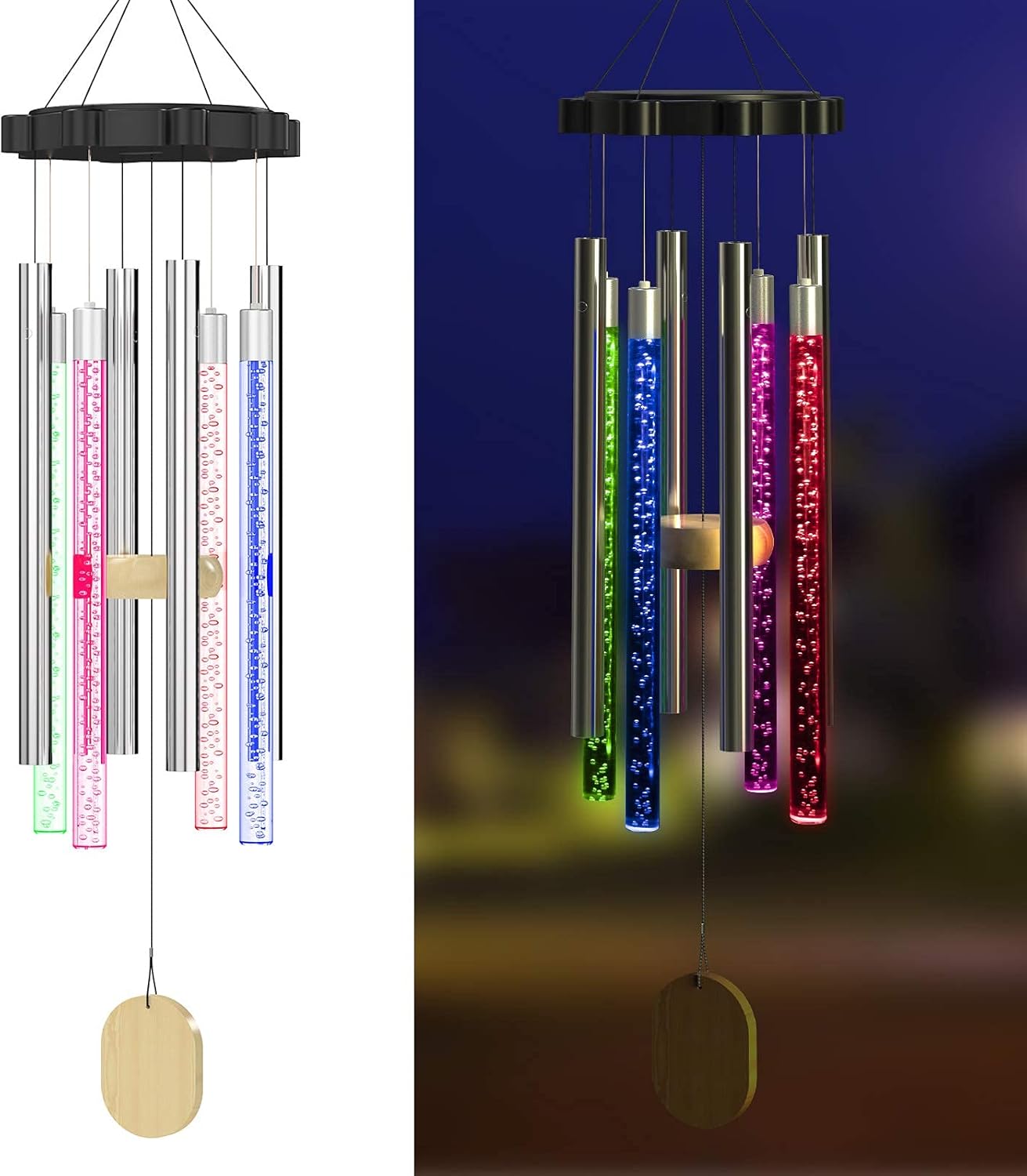 Njeury Solar Wind Chimes Lights Outdoor, Memorial Wind Chimes with Color Changing RGB LED Hanging Lights, IP65 Waterproof, for Outside, Garden, Patio, Yard, Home Decor, Housewarming Gifts : Garden & Outdoor
