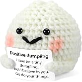 Teyva Daily Crochet Dumpling Doll, Cute Emotional Handmade Gift, Baozi | Positive Dumpling Toy for Teacher Women Friend Mother, Inspirational Funny Birthday Decor, Support Encouraging Stress Relief