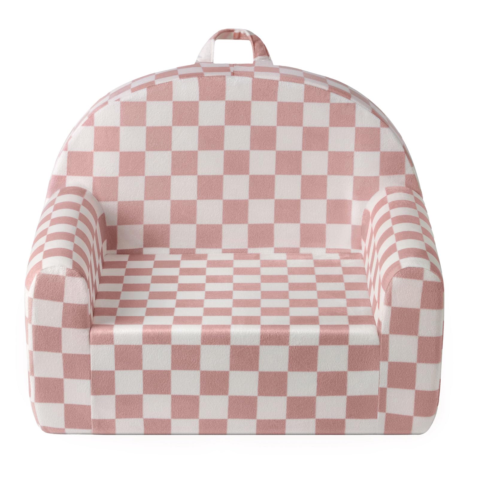 Blissful Diary Toddler Chair, Snuggly Soft Kids Sofa Chair, Supportive Toddler Couch for Boys and Girls, Kids Furniture for Baby Gift, Blush Checkered Image